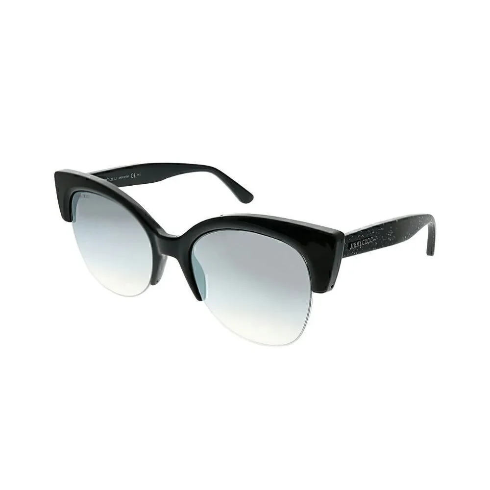 JIMMY CHOO Women's Oval 56mm Priya/S Black Glitter Sunglasses NEW WITH CASE $425